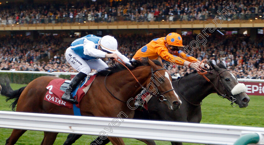 Lily s-Candle-0003 
 LILY'S CANDLE (right, Pierre-Charles Boudot) beats MATEMATICA (left) in The Qatar Prix Marcel Boussac
Longchamp 7 Oct 2018 - Pic Steven Cargill / Racingfotos.com