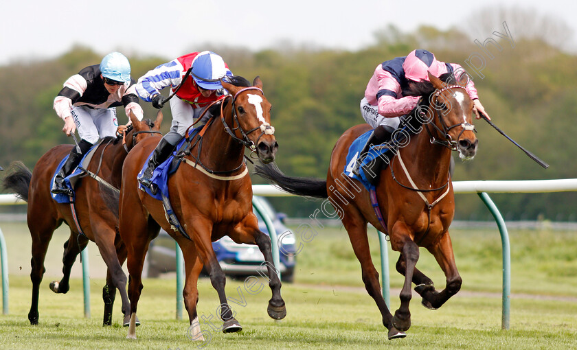 Last-Enchantment-0003 
 LAST ENCHANTMENT (right, Edward Greatrex) beats LADY ALAVESA (left) in The 188bet Up To £75 Cash Bonus Fillies Handicap Nottingham 1 May 2018 - Pic Steven Cargill / Racingfotos.com