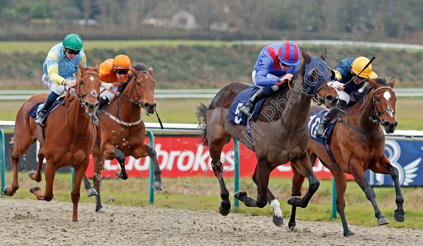 Dubious-Affair-0003 
 DUBIOUS AFFAIR (Kieran Shoemark) beats MERRY VALE (right) in The Betway Novice Stakes
Lingfield 11 Dec 2019 - Pic Steven Cargill / Racingfotos.com