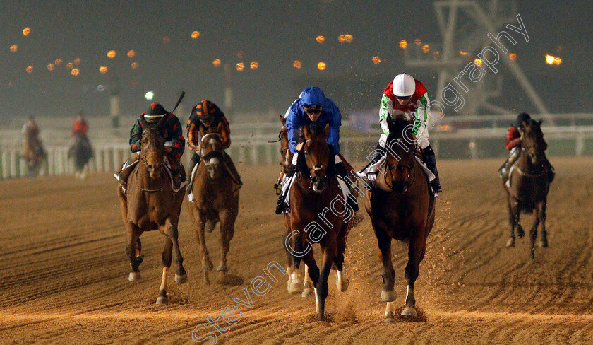 Thunder-Snow-0007 
 THUNDER SNOW (centre, Christophe Soumillon) beats NORTH AMERICA (right) in The Al Maktoum Challenge Round 2 Meydan 8 Feb 2018 - Pic Steven Cargill / Racingfotos.com