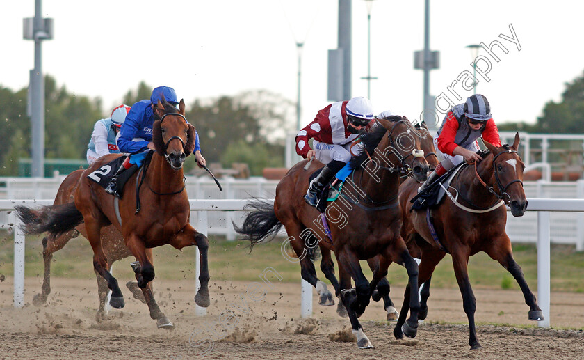 Glowing-For-Gold-0004 
 GLOWING FOR GOLD (Ray Dawson) beats DREAMS UNWIND (right) and BRANWELL (left) in The Retraining Of Racehorses Novice Stakes
Chelmsford 22 Aug 2020 - Pic Steven Cargill / Racingfotos.com