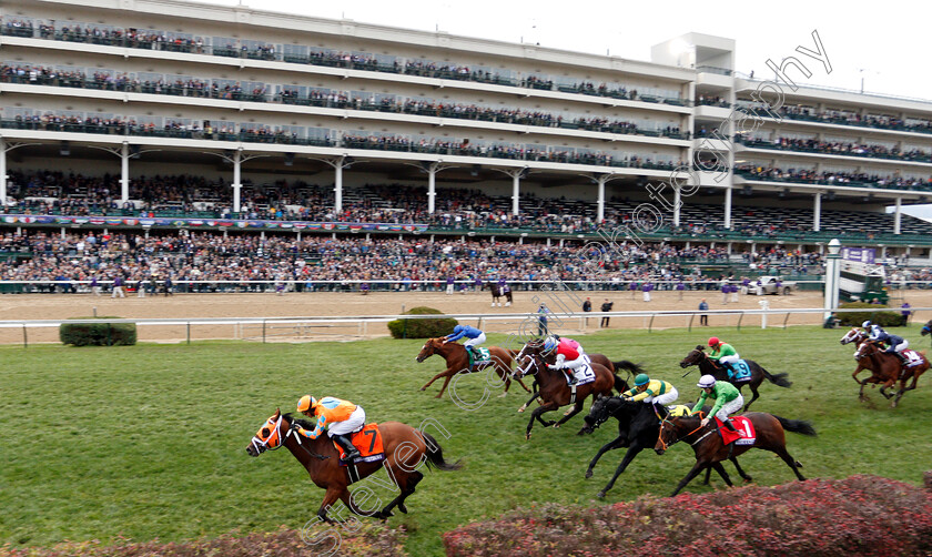 Line-Of-Duty-0004 
 LINE OF DUTY (blue, William Buick) beats UNCLE BENNY (red) and SOMELIKEITHOTBROWN (orange) in The Breeders' Cup Juvenile Turf
Churchill Downs 2 Nov 2018 - Pic Steven Cargill / Racingfotos.com