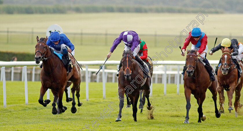 Whispering-Words-0005 
 WHISPERING WORDS (left, William Buick) beats PURPLE LOVE (centre) and DOOM (right) in The Visit racingtv.com Fillies Novice Stakes
Newmarket 4 Aug 2023 - Pic Steven Cargill / Racingfotos.com