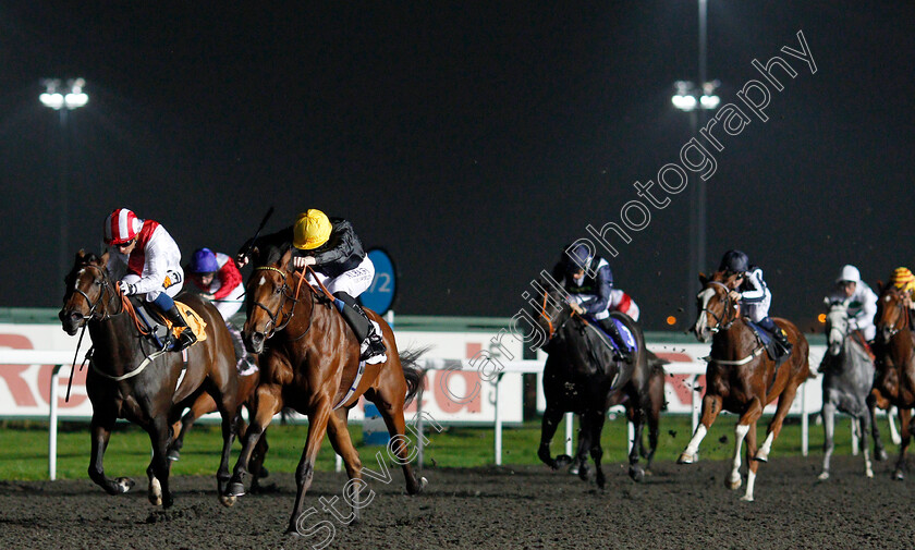 Fille-De-Reve-0001 
 FILLE DE REVE (2nd left, Pat Cosgrave) beats LIGHT RELIEF (left) in The 32Red On The App Store Fillies Novice Stakes Div1 Kempton 18 Oct 2017 - Pic Steven Cargill / Racingfotos.com