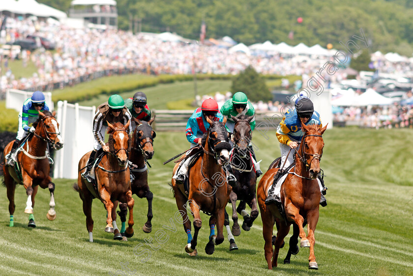 Nashville-0001 
 CLASSICAL ART leads the field in The Bright Hour Handicap Hurdle won by THREE KINGDOMS (2nd left) at Percy Warner Park, Nashville 12 May 2018 - Pic Steven Cargill / Racingfotos.com