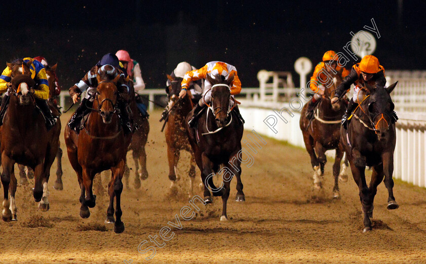 Mr-Scaramanga-0002 
 MR SCARAMANGA (2nd left, Tom Marquand) beats DELICATE KISS (right, Hollie Doyle) in The Racing Welfare Supporting Racing's Workforce Handicap
Chelmsford 22 Oct 2020 - Pic Steven Cargill / Racingfotos.com