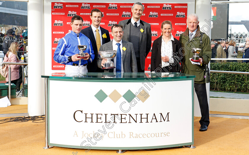 Penhill-0014 
 Presentation to Tony Bloom, Willie Mullins and Paul Townend for The Sun Bets Stayers Hurdle won by PENHILL Cheltenham 15 Mar 2018 - Pic Steven Cargill / Racingfotos.com