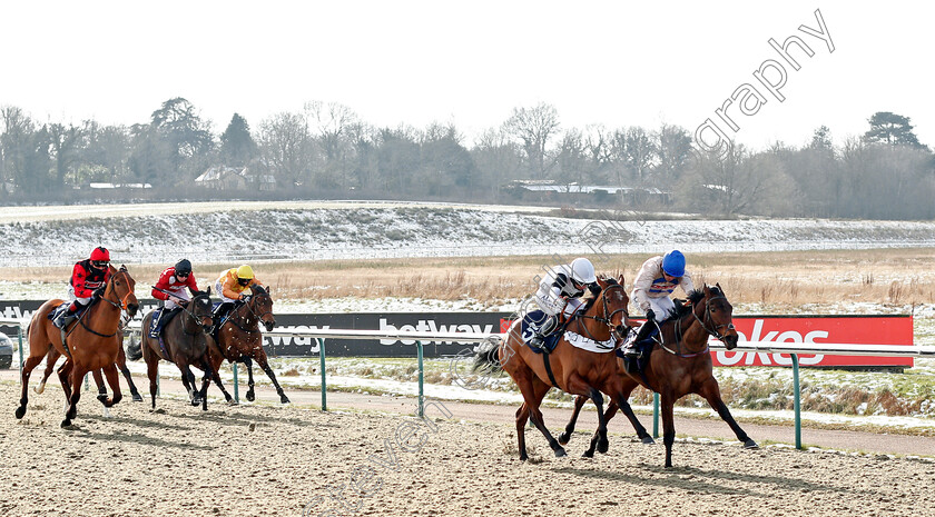 Gurkha-Girl-0002 
 GURKHA GIRL (2nd right, Ryan Moore) beats GIVE 'EM THE SLIP (right) in The Play Ladbrokes 5-A-Side On Football Fillies Novice Stakes
Lingfield 13 Feb 2021 - Pic Steven Cargill / Racingfotos.com