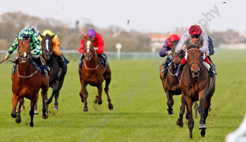 Aljezeera-0004 
 ALJEZEERA (right, Frankie Dettori) wins The British Stallion Studs EBF Beckford Stakes Yarmouth 16 Oct 2017 - Pic Steven Cargill / Racingfotos.com