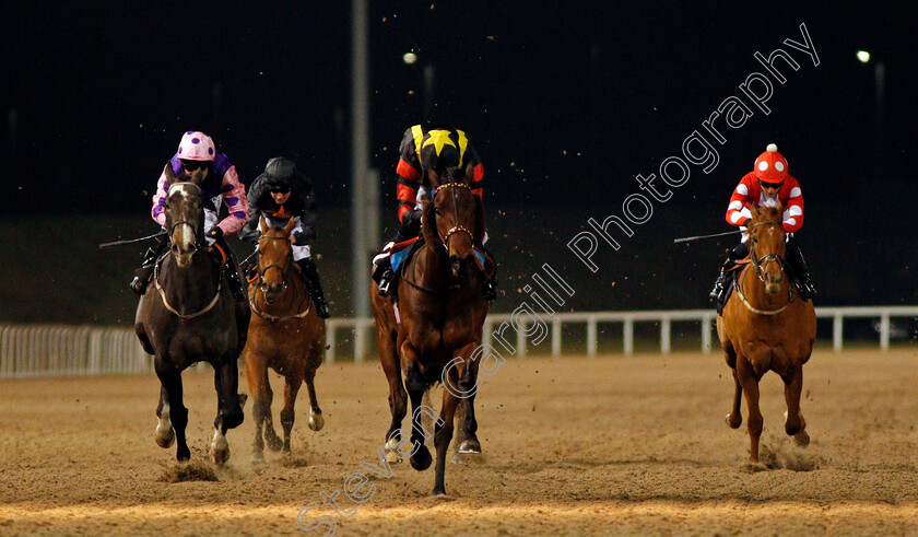 Global-Academy-0003 
 GLOBAL ACADEMY (centre, Martin Harley) wins The Bet toteplacepot At betfred.com Nursery Chelmsford 7 Dec 2017 - Pic Steven Cargill / Racingfotos.com