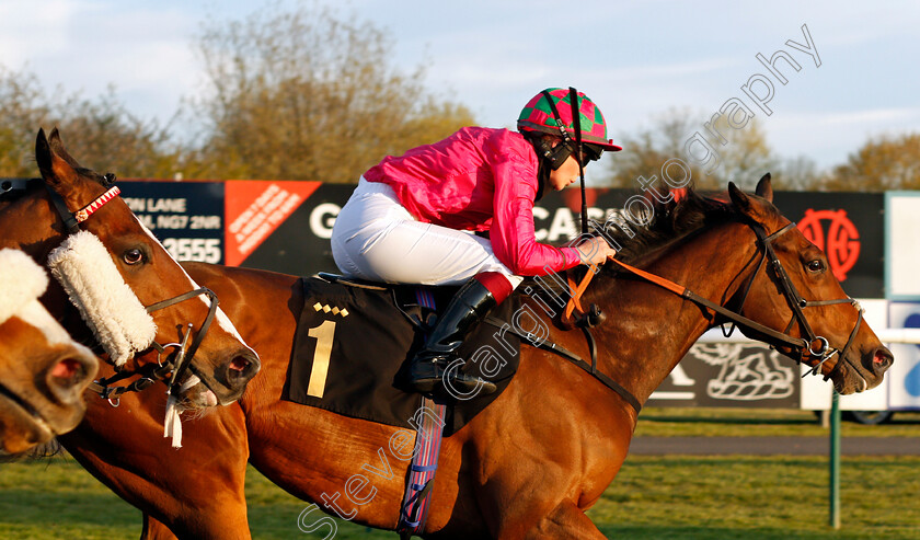 Good-Earth-0004 
 GOOD EARTH (Saffie Osborne) wins The Join Racing TV Now Apprentice Handicap
Nottingham 17 Apr 2021 - Pic Steven Cargill / Racingfotos.com