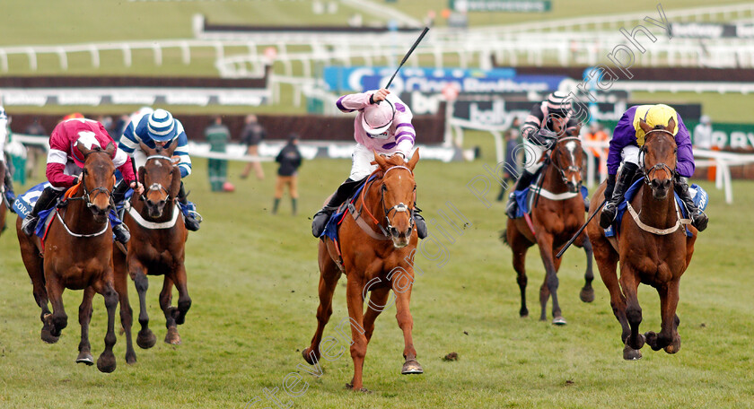 Bleu-Berry-0001 
 BLEU BERRY (right, Mark Walsh) beats TOPOFTHEGAME (centre) and BARRA (left) in The Coral Cup Cheltenham 14 Mar 2018 - Pic Steven Cargill / Racingfotos.com