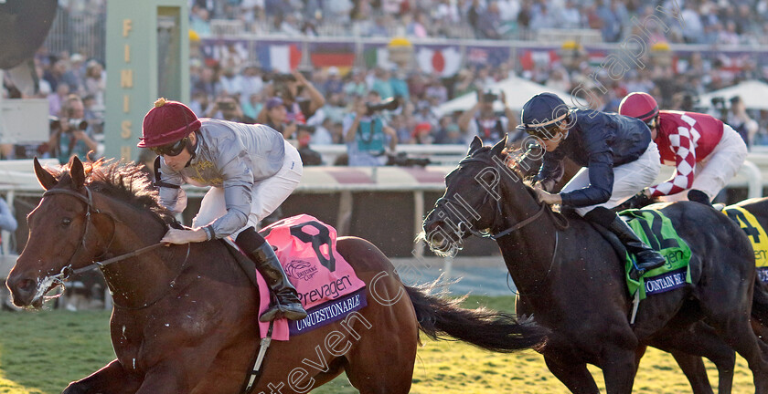 Unquestionable-0005 
 UNQUESTIONABLE (Ryan Moore) wins The Breeders' Cup Juvenile Turf
Santa Anita 3 Nov 2023 - Pic Steven Cargill / Racingfotos.com