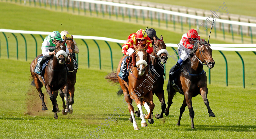 Gale-Force-Maya-0003 
 GALE FORCE MAYA (centre, Adam Farragher) beats GELLHORN (right) in The British Stallion Studs EBF Premier Fillies Handicap
Newmarket 23 Sep 2021 - Pic Steven Cargill / Racingfotos.com