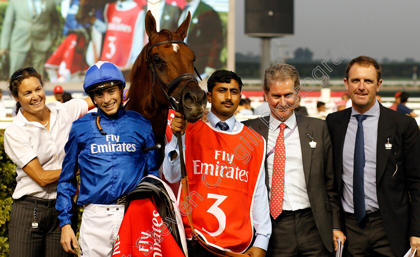 Blair-House-0010 
 BLAIR HOUSE (James Doyle) with Charlie Appleby and Joe Osborne after The Jebel Hatta Meydan Dubai 10 Mar 2018 - Pic Steven Cargill / Racingfotos.com