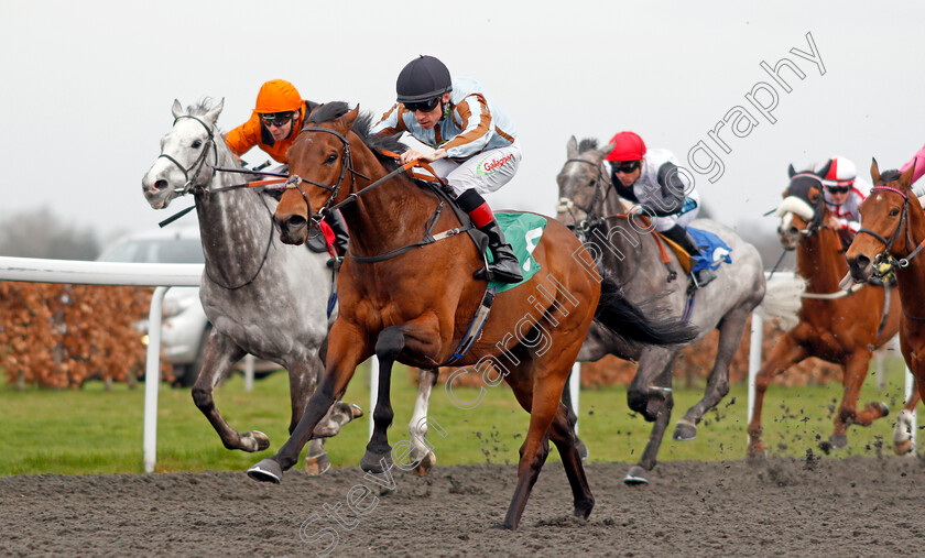 Cayirli-0005 
 CAYIRLI (Shane Kelly) wins The Betfred Watch Sky Sports In Our Shops Queen's Prize Handicap Kempton 7 Apr 2018 - Pic Steven Cargill / Racingfotos.com