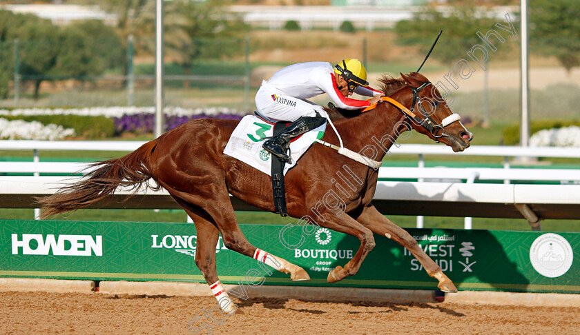 Istita aeh-0001 
 ISTITA'AEH (Camillo Ospina) wins The Mosef First Fillies Mile
King Abdulaziz Racecourse, Saudi Arabia, 23 Feb 2024 - Pic Steven Cargill / Racingfotos.com