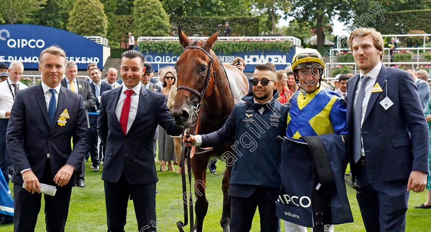 Goliath-0018 
 GOLIATH (Christophe Soumillon) winner of The King George VI and Queen Elizabeth Stakes
Ascot 27 Jul 2024 - Pic Steven Cargill / Racingfotos.com