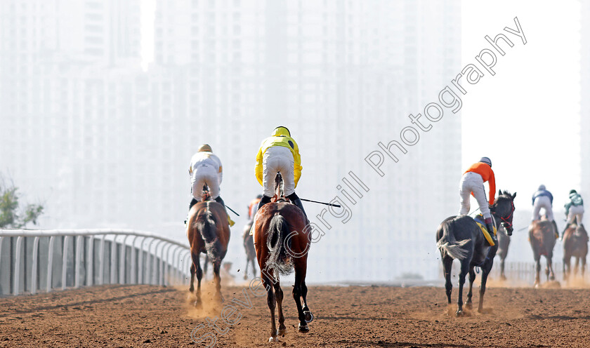 Jebel-Ali-0001 
 Horses pull up after a race at Jebel Ali 9 Mar 2018 - Pic Steven Cargill / Racingfotos.com