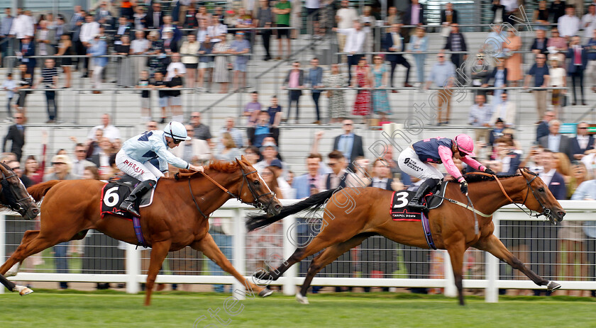 Billy-Mill-0004 
 BILLY MILL (Saffie Osborne) beats AMSTERDAM (left) in The Chapel Down Handicap
Ascot 26 Jul 2024 - Pic Steven Cargill / Racingfotos.com