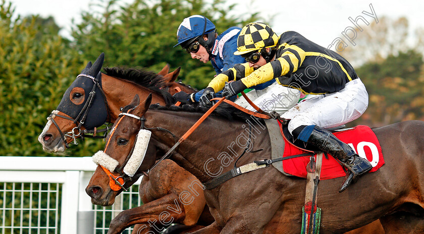 Golan-Fortune-0004 
 GOLAN FORTUNE (nearside, Fergus Gregory) beats CAPELAND (farside) in The ATP Tennis At 188bet Conditional Jockeys Handicap Hurdle Sandown 12 Nov 2017 - Pic Steven Cargill / Racingfotos.com