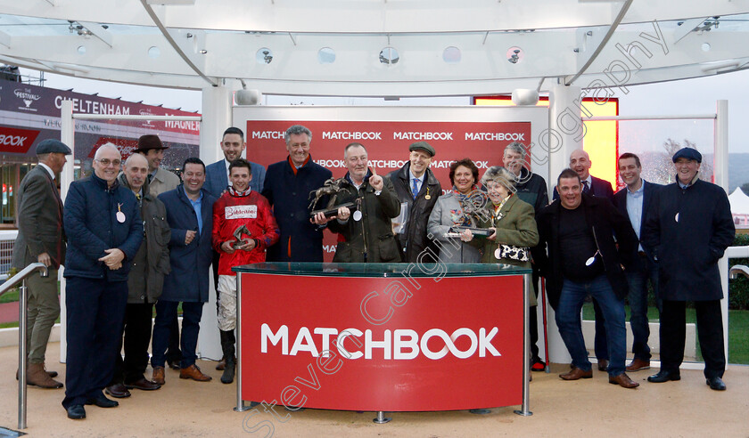 Benny s-Bridge-0007 
 Presentation to Biddestone Racing and Connor Brace for The Matchbook Betting Exchange Podcast Conditional Jockeys Handicap Hurdle won by BENNY'S BRIDGE
Cheltenham 25 Oct 2019 - Pic Steven Cargill / Racingfotos.com