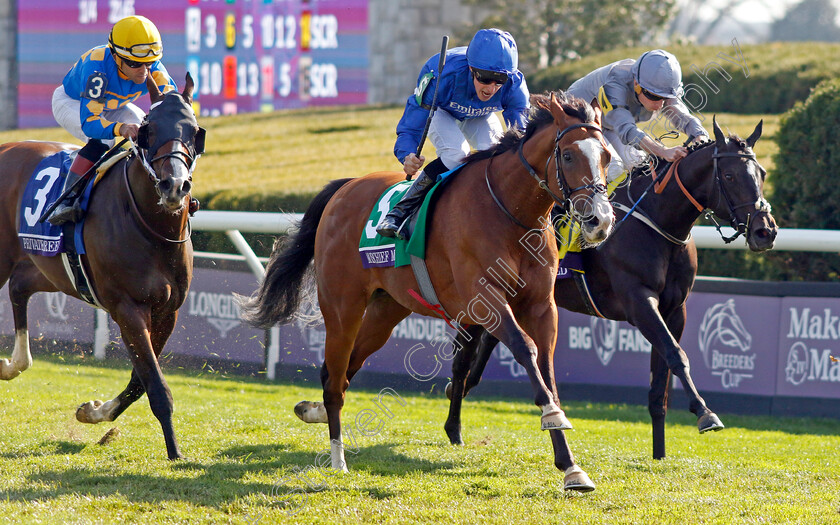 Mischief-Magic-0007 
 MISCHIEF MAGIC (William Buick) beats DRAMATISED (right) in The Breeders' Cup Juvenile Turf Sprint
Breeders Cup Meeting, Keeneland USA, 4 Nov 2022 - Pic Steven Cargill / Racingfotos.com