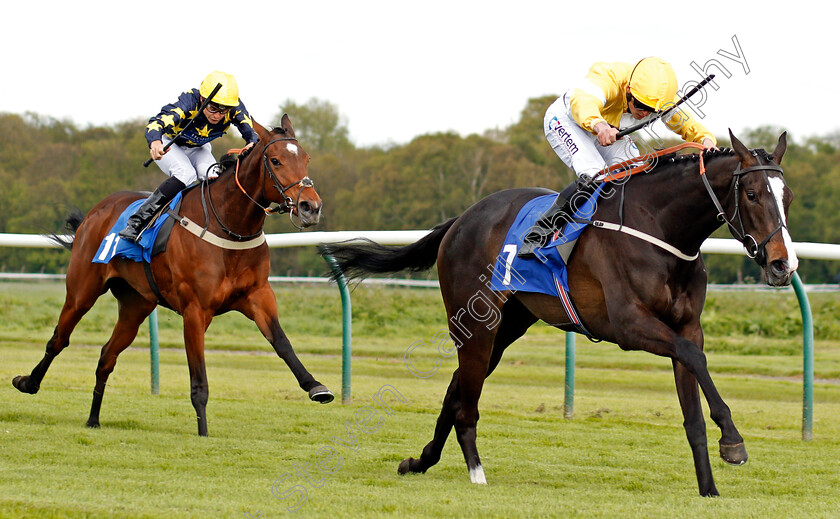 Double-Reflection-0002 
 DOUBLE REFLECTION (Clifford Lee) leads POINT IN TIME (left) Nottingham 1 May 2018 - Pic Steven Cargill / Racingfotos.com