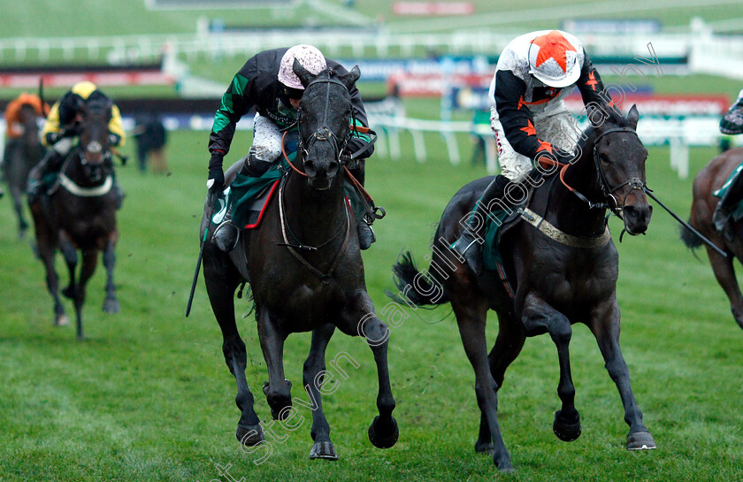 Strong-Glance-0003 
 STRONG GLANCE (left, Alain Cawley) beats MASTER DEBONAIR (right) in The Jockey Club Ownership Syndicate Standard Open National Hunt Flat Race
Cheltenham 27 Oct 2018 - Pic Steven Cargill / Racingfotos.com