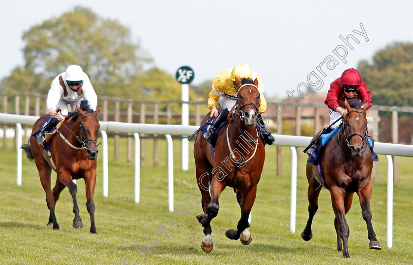 Secret-Handsheikh-0003 
 SECRET HANDSHEIKH (centre, Adam McNamara) beats TWILIGHT HEIR (right) in The British Stallion Studs EBF Novice Median Auction Stakes
Bath 18 Jul 2020 - Pic Steven Cargill / Racingfotos.com