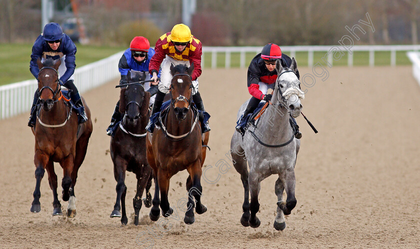 Lorna-Cole-0004 
 LORNA COLE (right, Josephine Gordon) beats SLOWMO (2nd right) REQUINTO DAWN (2nd left) and STEELRIVER (left) in The Betway Claiming Stakes
Wolverhampton 13 Mar 2021 - Pic Steven Cargill / Racingfotos.com