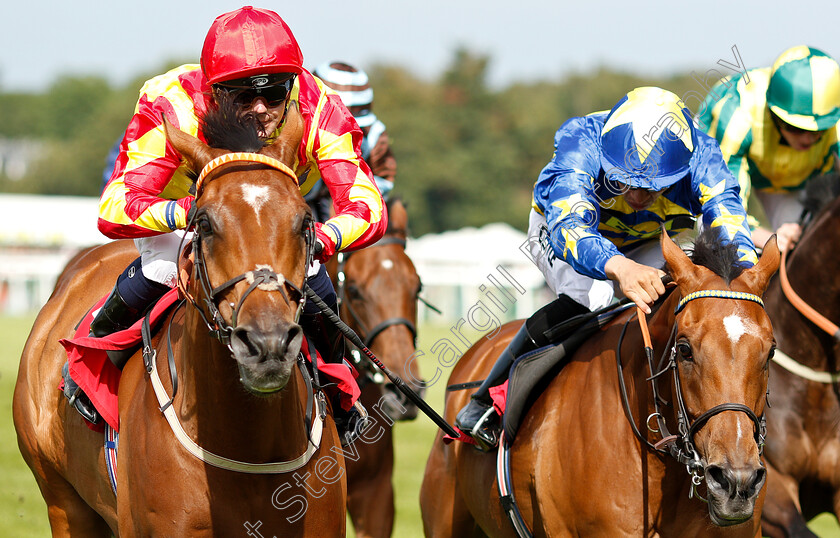 Knight-Crusader-0004 
 KNIGHT CRUSDADER (left, Liam Jones) beats MACHINE LEARNER (right) in The Sequel Handicap
Sandown 5 Jul 2019 - Pic Steven Cargill / Racingfotos.com