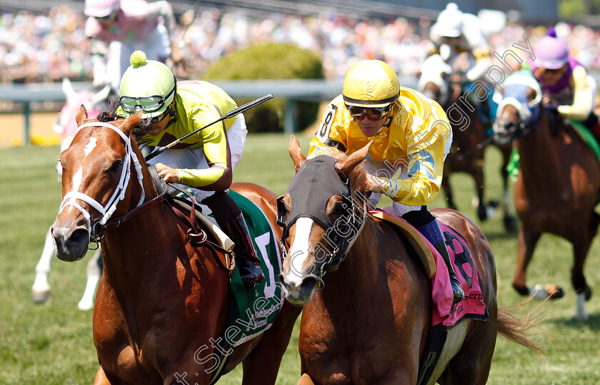 Eons-0004 
 EONS (right, Javier Castellano) beats LARGENT (left) in Allowance
Pimlico, Baltimore USA, 17 May 2019 - Pic Steven Cargill / Racingfotos.com