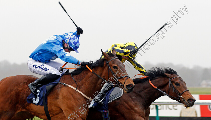 Mighty-Mac-0004 
 MIGHTY MAC (right, Oisin Murphy) beats SWEET AND DANDY (left) in The Betway Novice Median Auction Stakes Lingfield 14 Feb 2018 - Pic Steven Cargill / Racingfotos.com