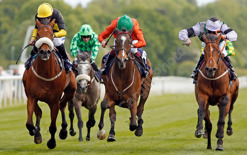 Waiting-For-Richie-0006 
 WAITING FOR RICHIE (centre, James Sullivan) beats DENMEAD (left) and CHOCOLATE BOX (right) in The Investec Wealth Handicap York 17 May 2018 - Pic Steven Cargill / Racingfotos.com