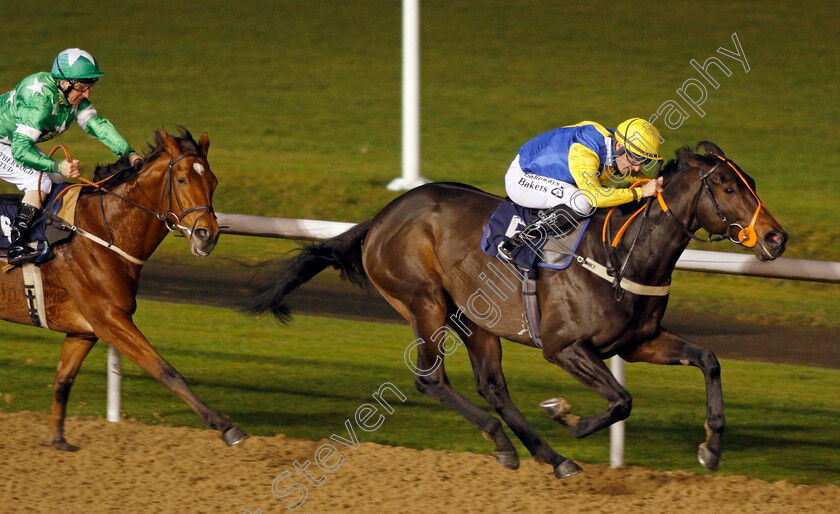 Blue-Medici-0003 
 BLUE MEDICI (Richard Kingscote) beats NATTY NIGHT (left) in The Betway Heed Your Hunch Handicap
Wolverhampton 26 Nov 2019 - Pic Steven Cargill / Racingfotos.com