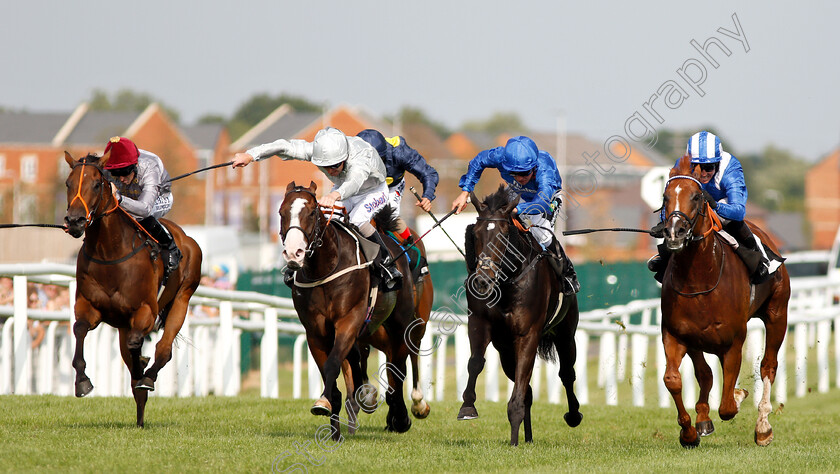 Mankib-0001 
 MANKIB (right, Jim Crowley) beats TOP SCORE (2nd right) LAKE VOLTA (2nd left) and MEDAHIM (left) in The Grundon Recycling Handicap
Newbury 21 Jul 2018 - Pic Steven Cargill / Racingfotos.com