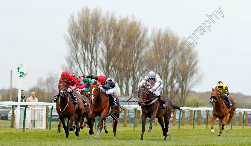 Carrie s-Vision-0002 
 CARRIE'S VISION (2nd left, James Doyle) beats THE LAST PARTY (2nd right) and LUCHADOR (left) in The Haven Seashore Holiday Park Maiden Fillies Stakes Yarmouth 24 Apr 2018 - Pic Steven Cargill / Racingfotos.com