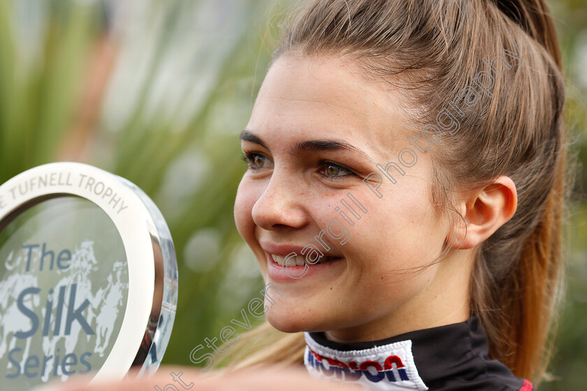 Megan-Nicholls-0005 
 MEGAN NICHOLLS after winning The Silk Series for the second consecutive year
Doncaster 13 Sep 2018 - Pic Steven Cargill / Racingfotos.com