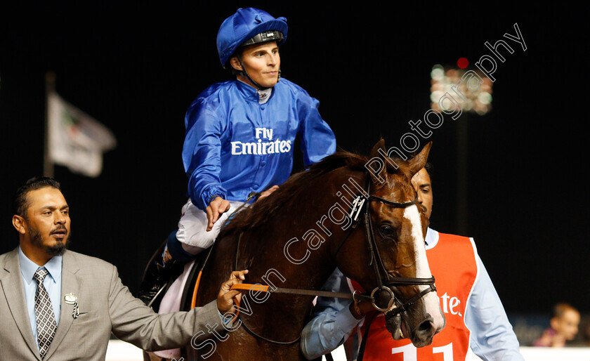 Hawkbill-0011 
 HAWKBILL (William Buick) after The Dubai City Of Gold Meydan Dubai 10 Mar 2018 - Pic Steven Cargill / Racingfotos.com