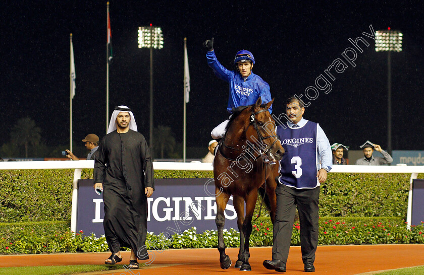 Benbatl-0013 
 BENBATL (Christophe Soumillon) with Saeed Bin Suroor after The Singspiel Stakes
Meydan 9 Jan 2020 - Pic Steven Cargill / Racingfotos.com