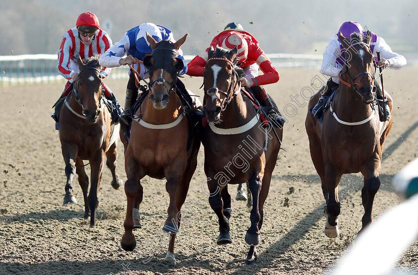 Exceeding-Power-0006 
 EXCEEDING POWER (2nd right, George Wood) beats PETITE JACK (left) and COSMEAPOLITAN (right) in The Betway Casino Handicap
Lingfield 23 Feb 2019 - Pic Steven Cargill / Racingfotos.com