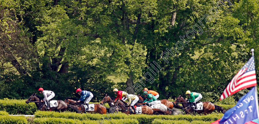 Iranistan-0003 
 IRANISTAN (Darren Nagle) leads the field to win The Marcellus Frost Champion Hurdle Percy Warner Park, Nashville 12 May 2018 - Pic Steven Cargill / Racingfotos.com