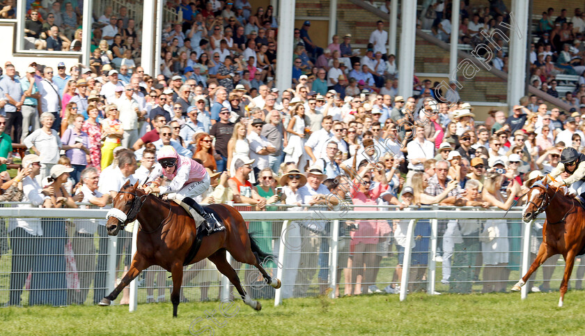 Topanga-0006 
 TOPANGA (Adrie de Vries) wins The Wackenhut Fillies Cup (Listed Race)
Baden-Baden 31 Aug 2024 - Pic Steven Cargill / Racingfotos.com