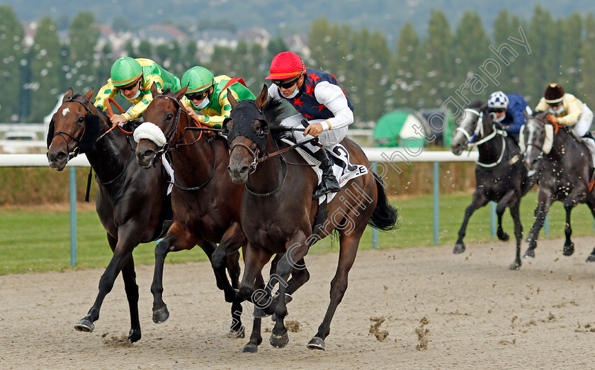 Black-Princess-0003 
 BLACK PRINCESS (centre, Maxime Guyon) beats MAJOR SALSA (2nd left) and STORMING OUT (left) in The Prix Cavalassur
Deauville 8 Aug 2020 - Pic Steven Cargill / Racingfotos.com