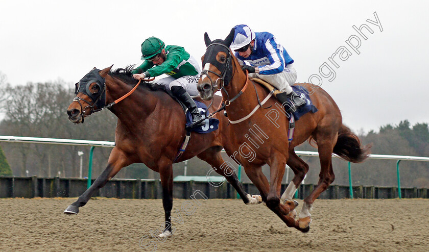 Aiya-0003 
 AIYA (right, Oisin Murphy) beats SOTOMAYOR (left) in The Betway Handicap Lingfield 3 Feb 2018 - Pic Steven Cargill / Racingfotos.com