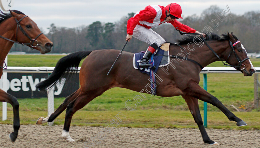 Lua-De-Mel-0005 
 LUA DE MEL (Ben Curtis) wins The Betway Novice Median Auction Stakes
Lingfield 10 Jan 2020 - Pic Steven Cargill / Racingfotos.com