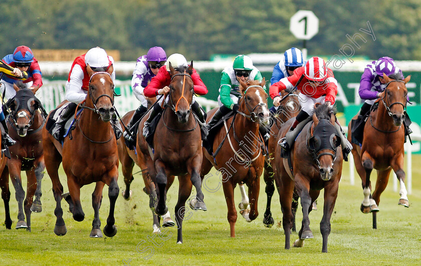 Royal-Scimitar-0003 
 ROYAL SCIMITAR (left, Liam Keniry) beats LINE OF DEPARTURE (right) and PURE DREAMER (centre) in The bet365 EBF Novice Stakes
Newbury 19 Jul 2020 - Pic Steven Cargill / Racingfotos.com