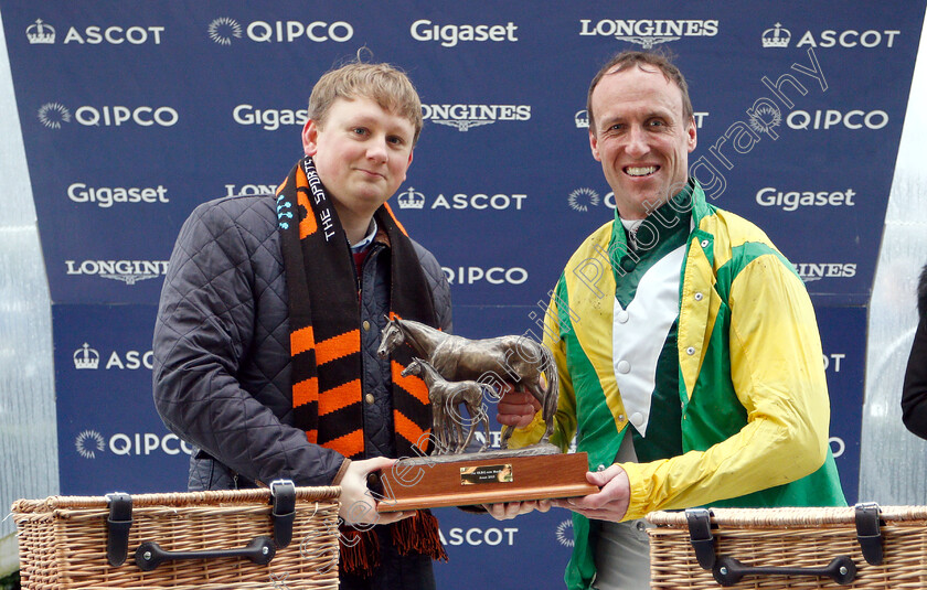 Magic-Of-Light-0011 
 Presentation to Robbie Power for The OLBG.com Mares Hurdle won by MAGIC OF LIGHT
Ascot 19 Jan 2019 - Pic Steven Cargill / Racingfotos.com