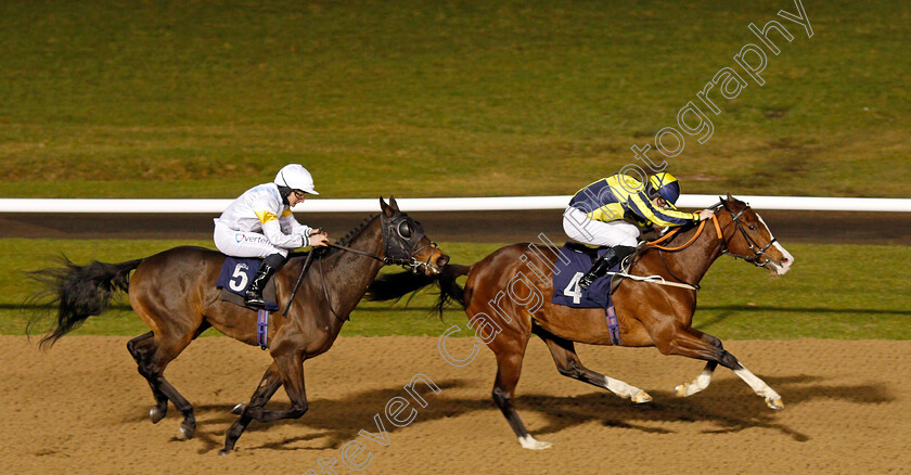 My-Girl-Maggie-0006 
 MY GIRL MAGGIE (Richard Kingscote) beats HERMOCRATES (left) in The Play 4 To Win At Betway Handicap
Wolverhampton 4 Jan 2021 - Pic Steven Cargill / Racingfotos.com